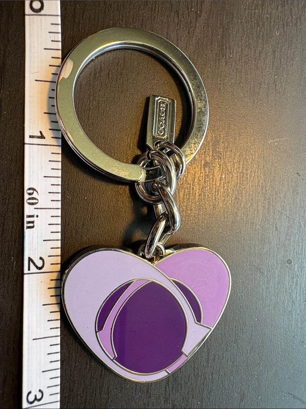 Coach Heart Keychain Charm - Lavender & Violet - Picture 1 of 4